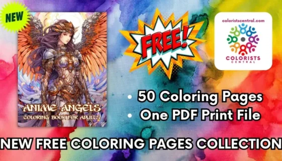 Anime Angels Coloring Pages for Teens Adults and Seniors