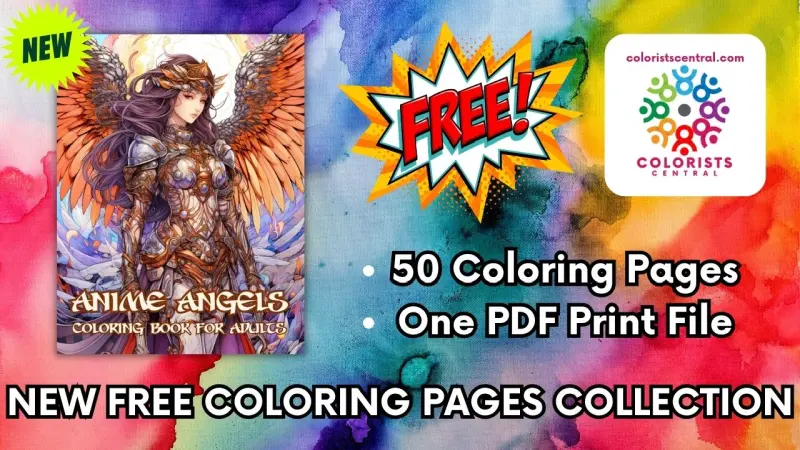Anime Angels Coloring Pages for Teens Adults and Seniors