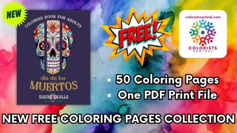 Dia de los Muertos Sugar Skulls Intermediate Coloring Pages for Teens Adults and Seniors