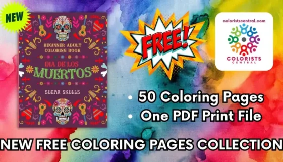 Dia de los Muertos Sugar Skulls Beginner Coloring Pages for Teens Adults and Seniors