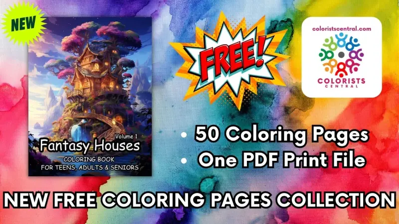 Fantasy Houses Vol. 1 Coloring Pages for Teens Adults and Seniors